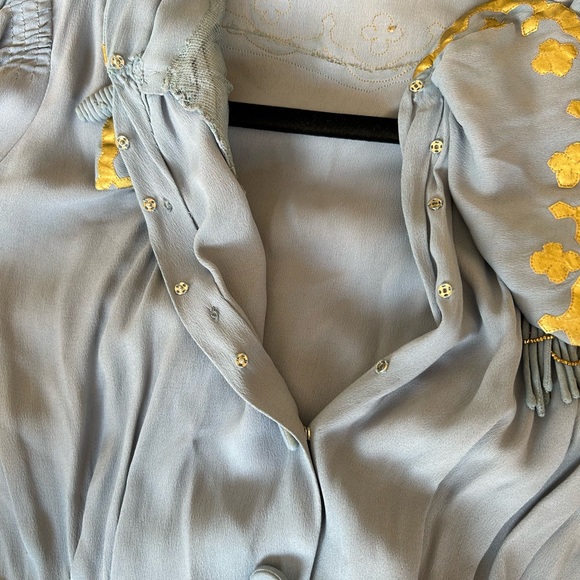 Vintage Blue dress with gold appliqué - Picture 7 of 9